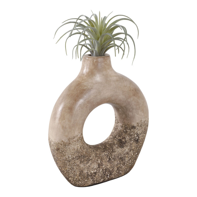 9x8" Open Cut-out Terracotta Vase, Ivory Multi image number 1