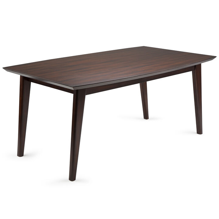 Draper SOLID HARDWOOD and Rubberwood 66 inch x 40 inch Rectangle Mid Century Modern Dining Table in Java Brown