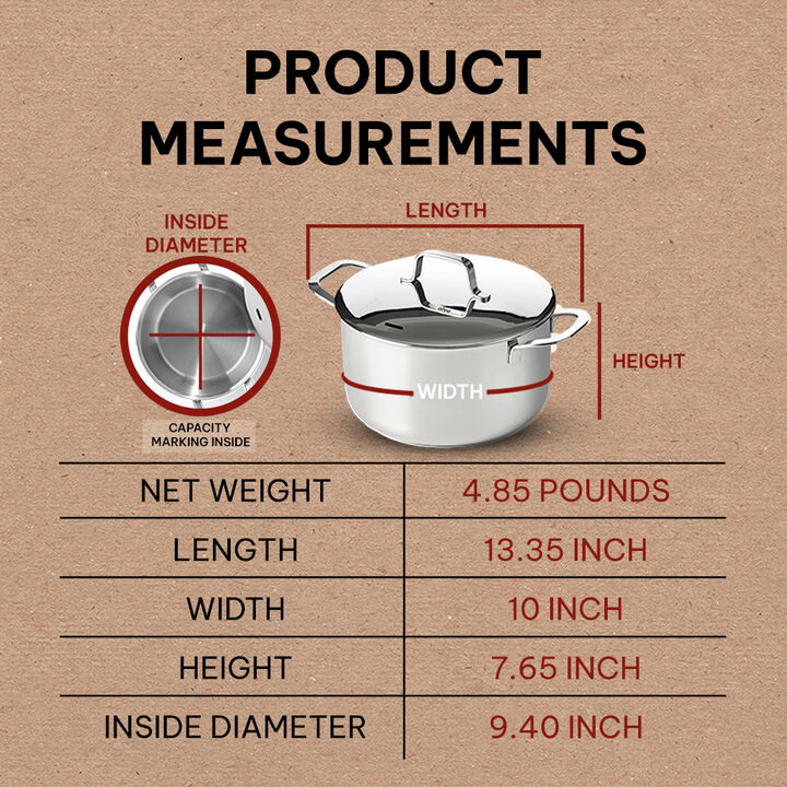 Alva Maestro 18/10 Stainless Steel Stock Pot w/  Lid Stay Cool Handle, Scratch Resistant Healthy Cooking Soup Pot, Non Toxic Casserole, Compatible with All Stovetops, Oven Safe and Induction Safe