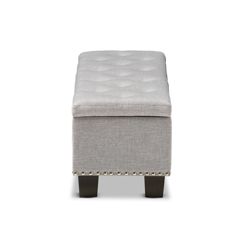 Baxton Studio Hannah Modern Grayish Beige Fabric Upholstered Storage Ottoman Bench
