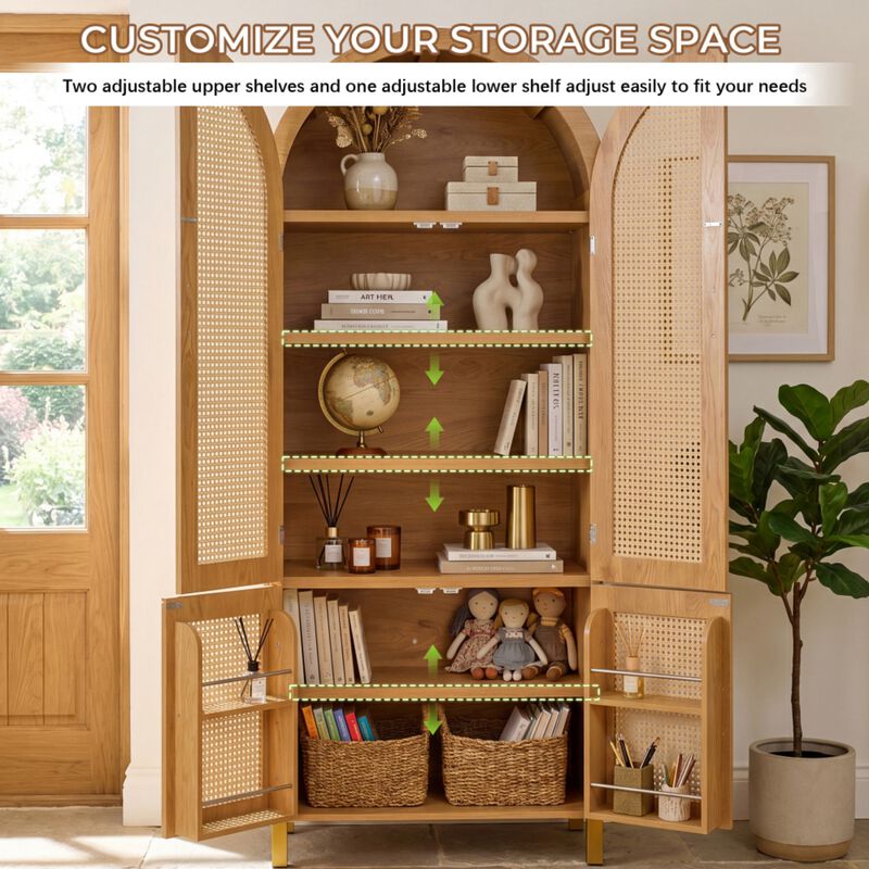 Arched Rattan Door Storage Cabinet image number 7