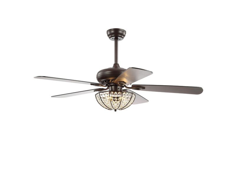 Joanna 3-Light Bronze Crystal LED Ceiling Fan With Remote