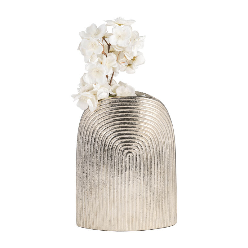 Metal, 11" Arch Vase, Silver image number 3