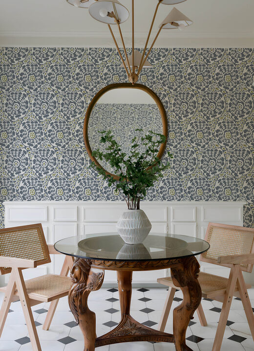 Divine Slate Abstract Medallion Wallpaper