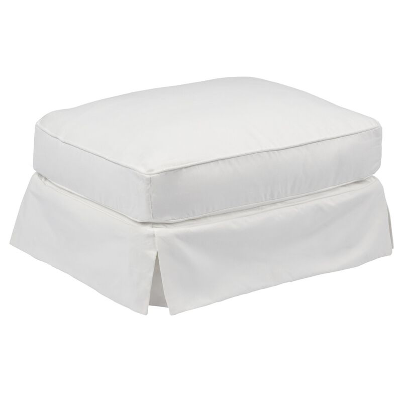 Sunset Trading Horizon Slipcovered Ottoman | Stain Resistant Performance Fabric | White