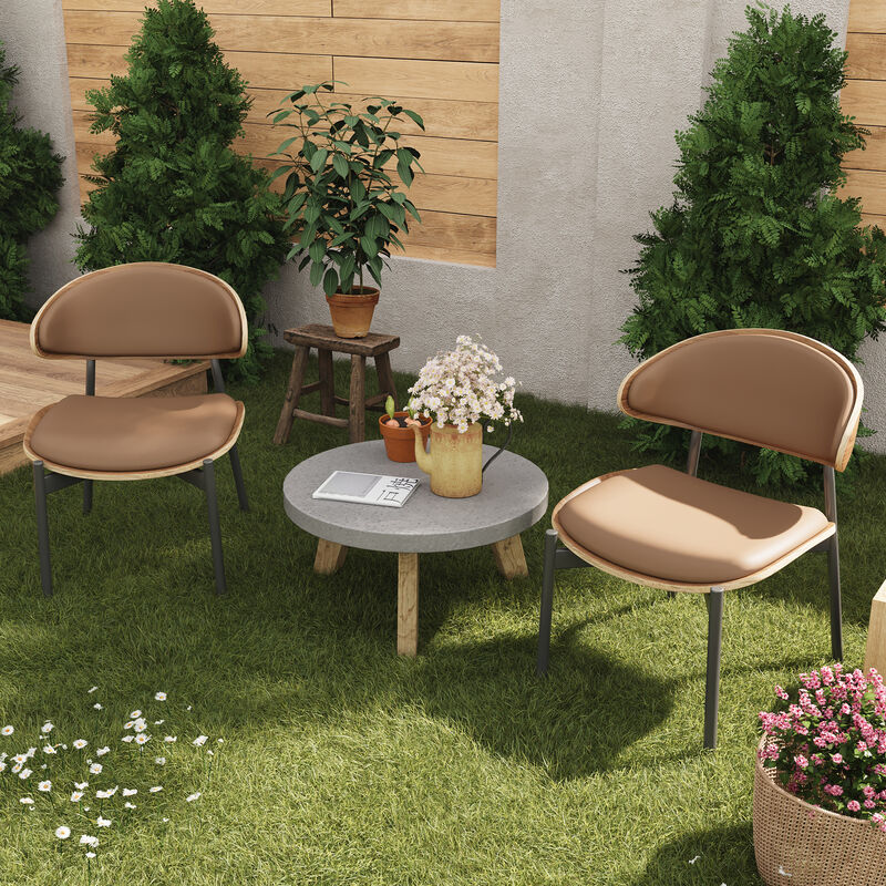 Leather Dining Chair with Wooden Frame & Metal Legs 2-piece 20.47"