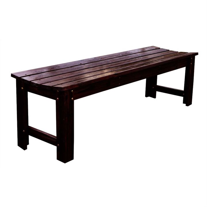 Hivvago 5-Feet Backless Outdoor Garden Patio Cedar Wood Bench in Burn Brown