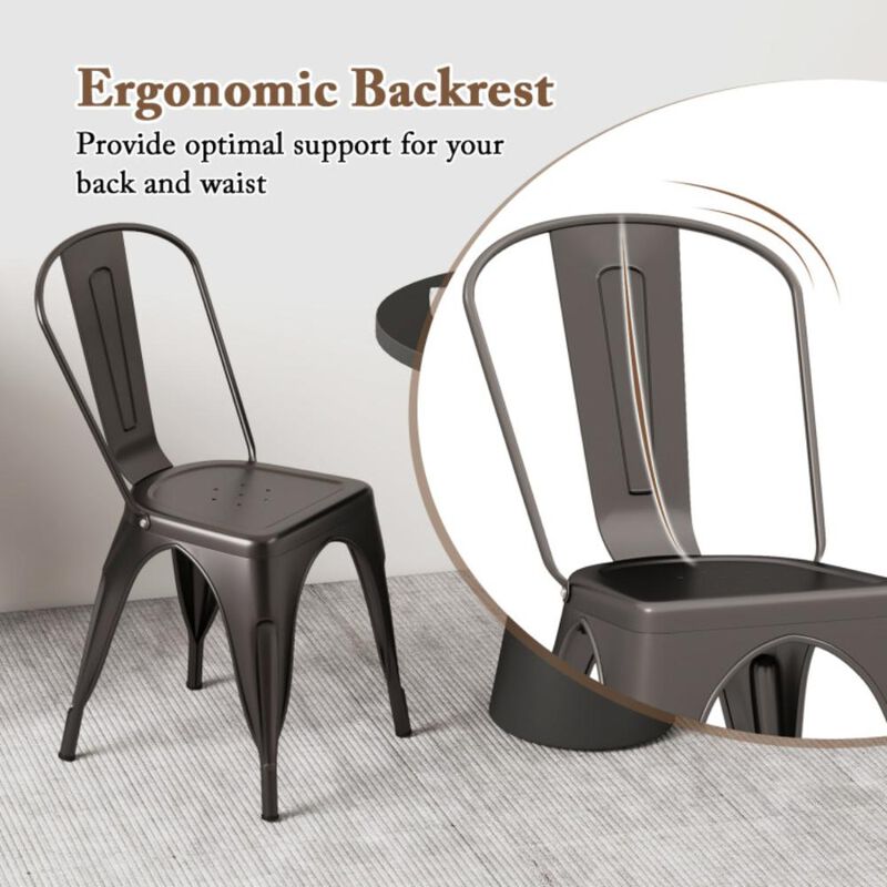 Hivvago Metal Dining Chairs Set of 4 with Removable Backrest for Dining Room Restaurant Living Room