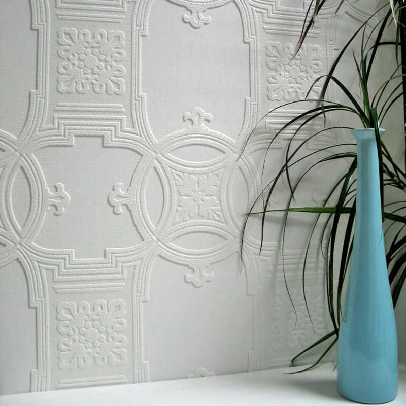 Early Victorian White Paintable Textured Vinyl Wallpaper image number 0