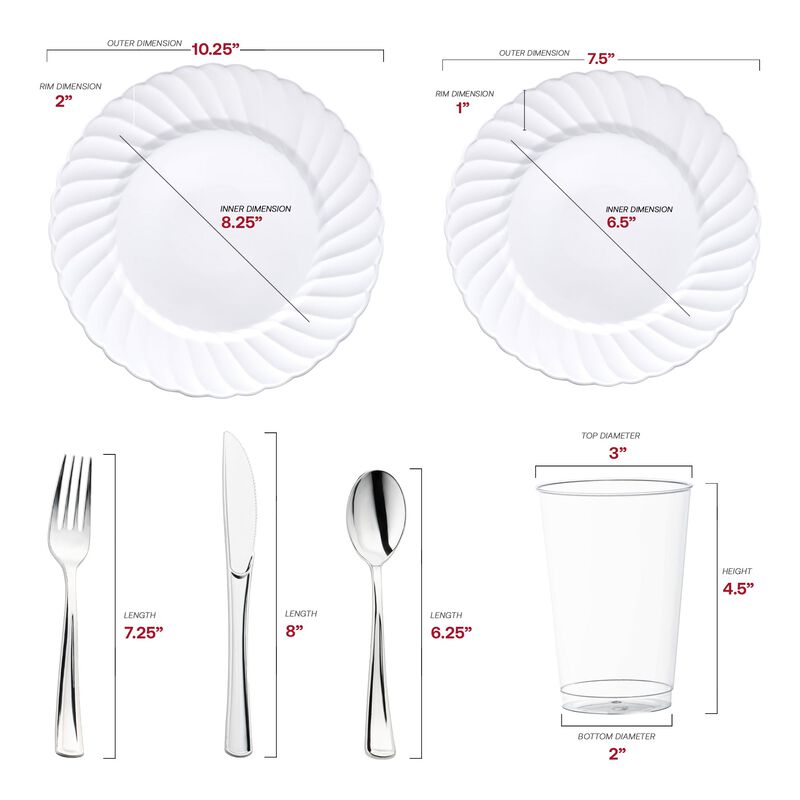 White Flair Plastic Wedding Value Set (72 Sets) image number 2