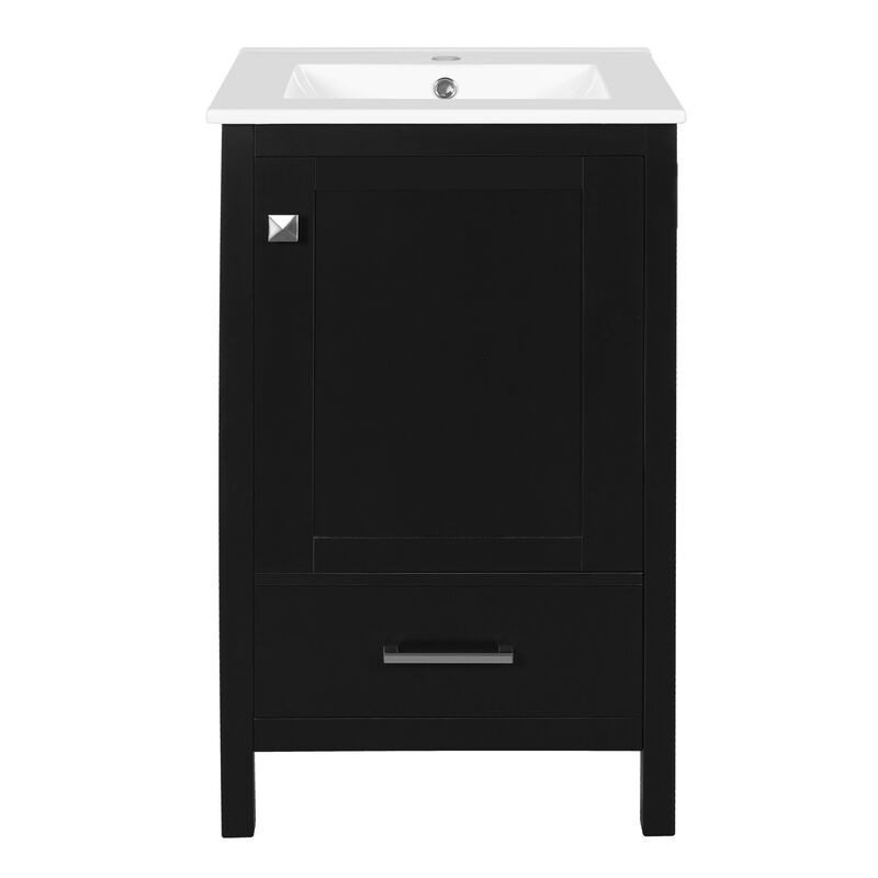 ELEMENT ACE Compact Bathroom Vanity with Integrated Ceramic Sink, Soft-Close Drawer & Door, Divider Drawer, Adjustable Foot Pads for Small Bathrooms image number 0
