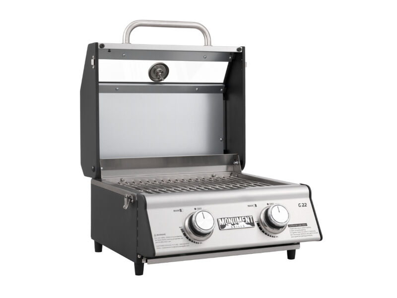 Monument Grills Table Top | 2 Burner Stainless Steel With Clearview Lid