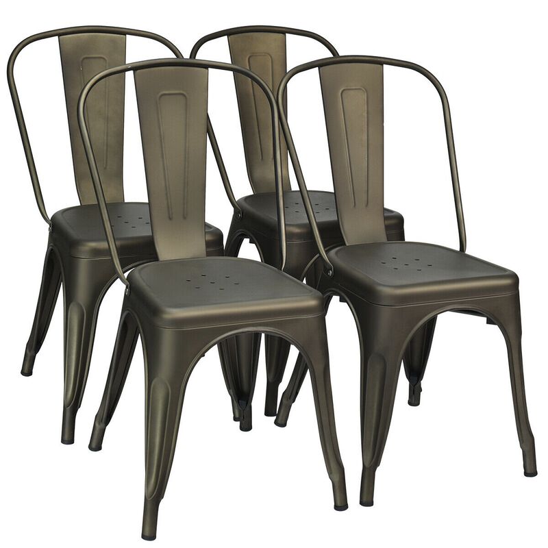 4 Pcs Modern Bar Stools with Removable Back and Rubber Feet