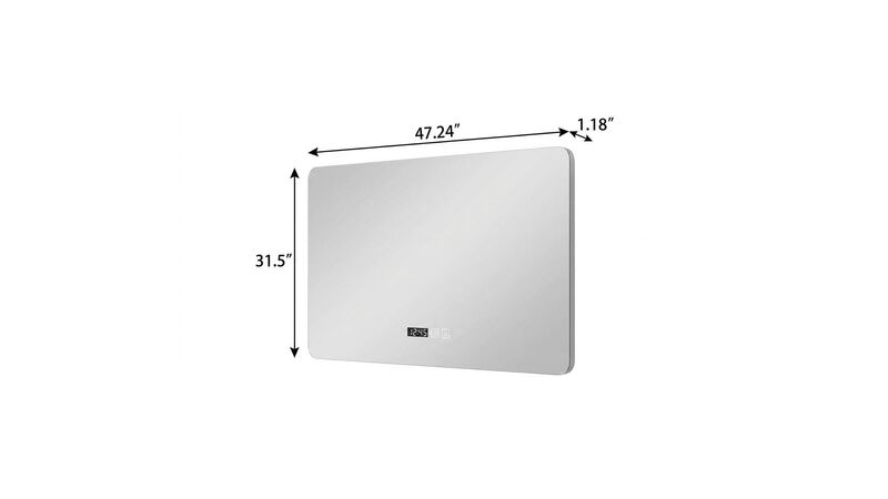 HomeRoots 32" Black Aluminum Lighted Framed Anti Fog Bathroom Vanity Mirror image number 2