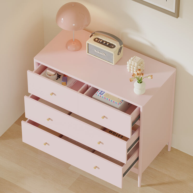 Blumon Pink 4-Drawer Kids Dresser image number 3