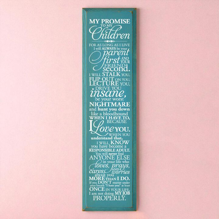 Parent Promise Wood Sign Inspirational Family Quote Rustic Home Wall Decor