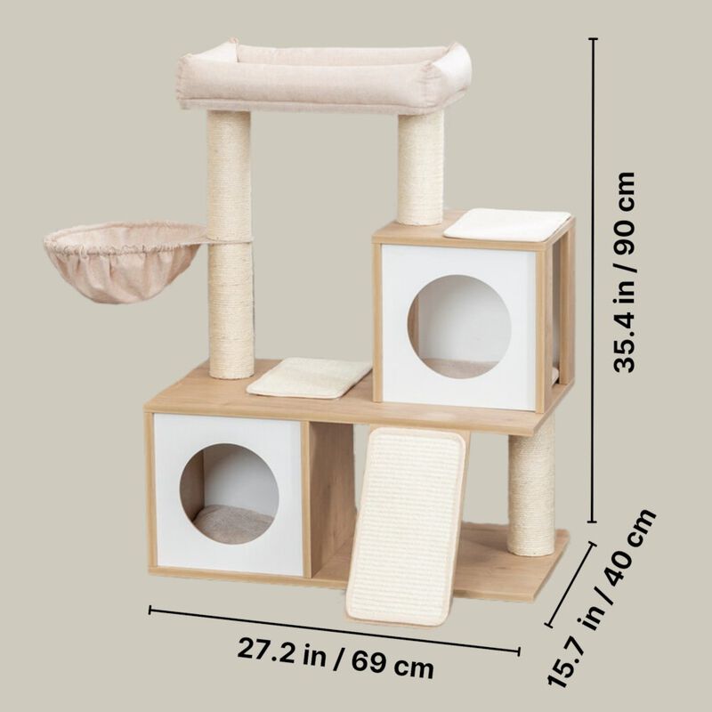 TRIXIE Addison Sisal & Wood 35.5" Cat Tree, Modern Cat Tower, Condos, Hammock, Cozy Bed image number 3
