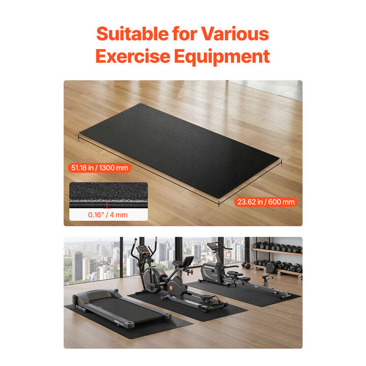 Treadmill Mat for Carpet Floor 0.16" Thick 24"x51" Exercise Equipment Mat