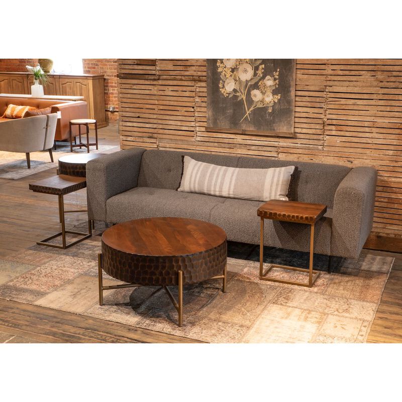 World Interiors Vallarta 34" Carved Coffee Table in Mango Wood with Two Toned Finish image number 6