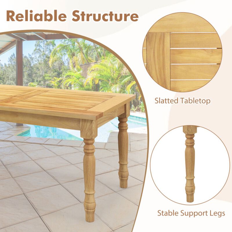 Solid Teak Wood Patio Coffee Table with Slatted Tabletop image number 4