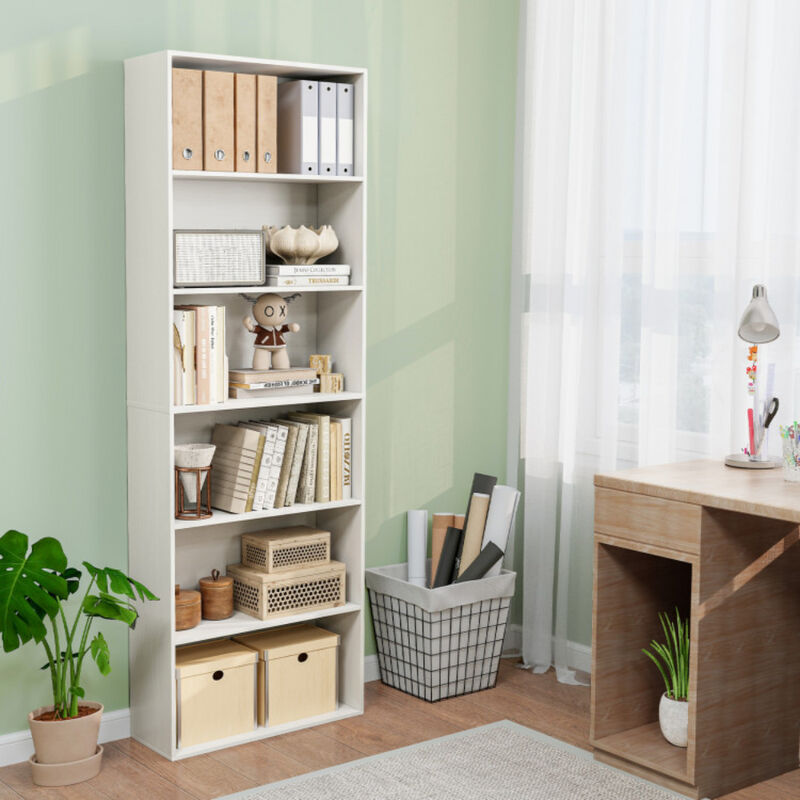 6-Tier Bookcase with 6 Open Shelves and Anti-Toppling Kits