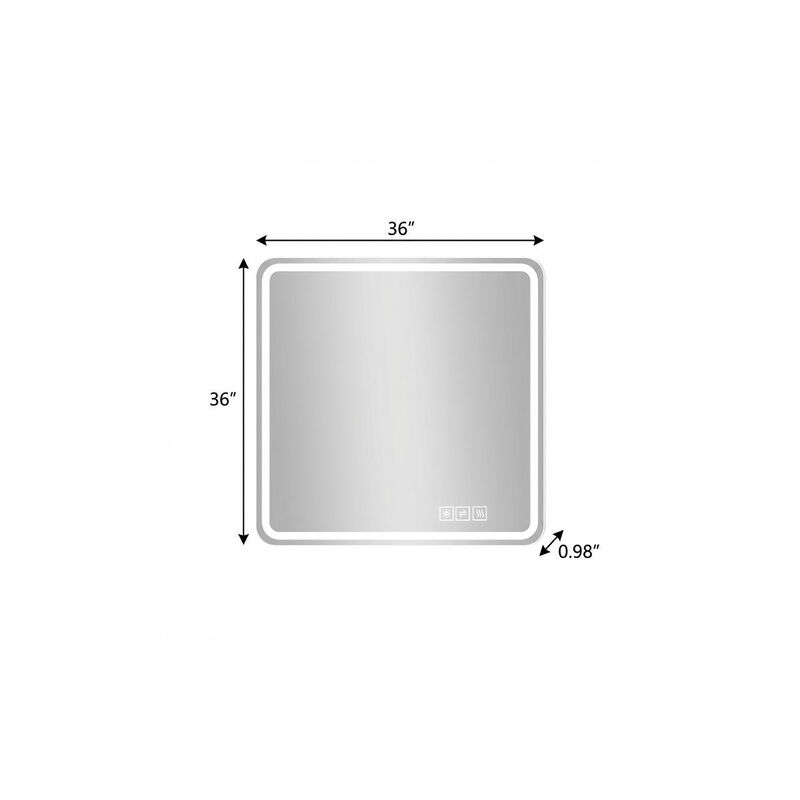 HomeRoots 36" Square Lighted Frameless Anti Fog Bathroom Vanity Mirror image number 2