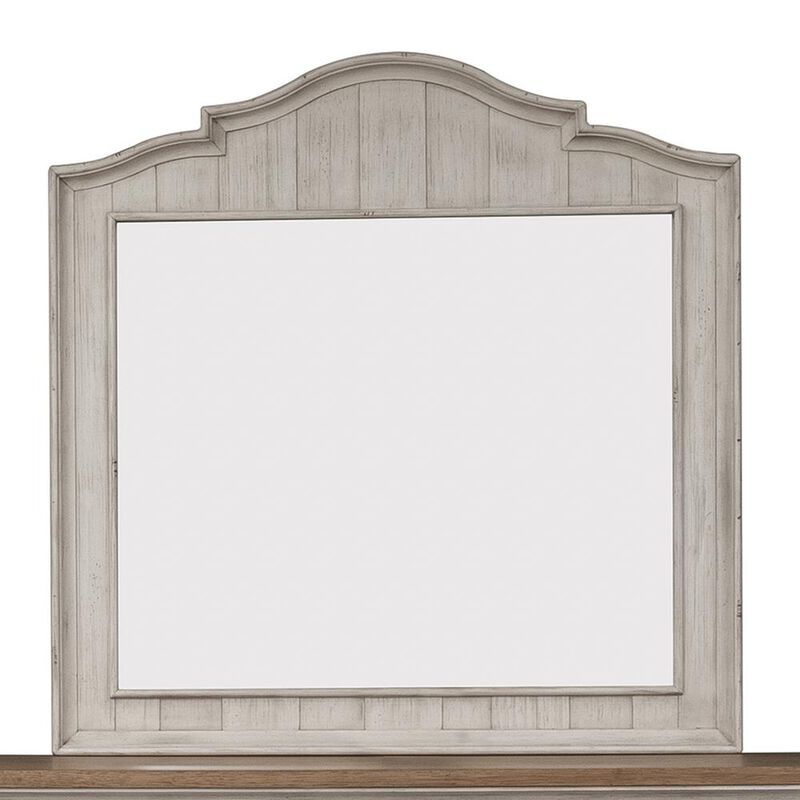 Liberty Furniture Farmhouse Reimagined Mirror in Antique White w/ Chestnut Top image number 0