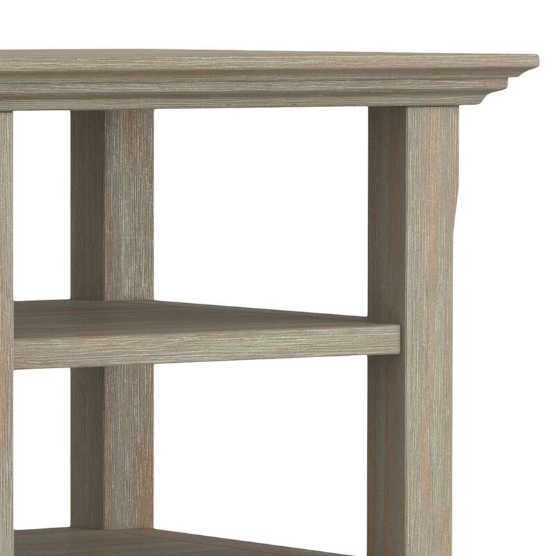 Simpli Home Acadian Solid Wood End Table In Distressed Grey
