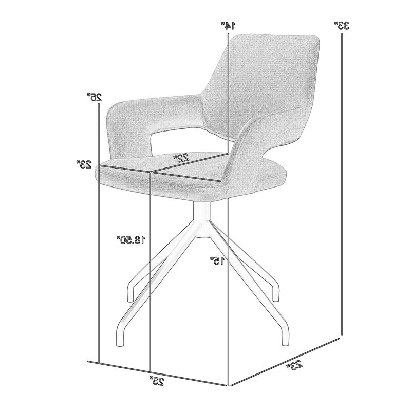 Samy 23 Inch Swivel Dining Chair Set of 2, Curved Back, Brown, Black Legs - Benzara