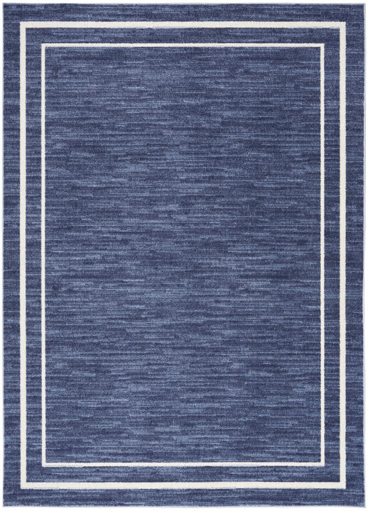 HomeRoots 7' X 10' Navy Blue And Ivory Indoor Outdoor Area Rug