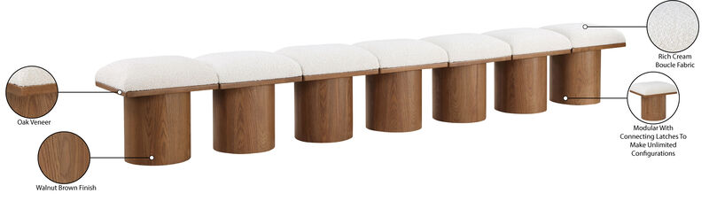 Meridian Furniture Pavilion Cream Boucle Fabric Bench