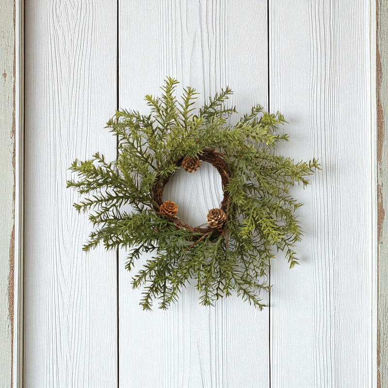 Artificial Pine Wreath Set – 2-Pack Winter Greenery Wreaths for Indoor/Outdoor Christmas Decoration