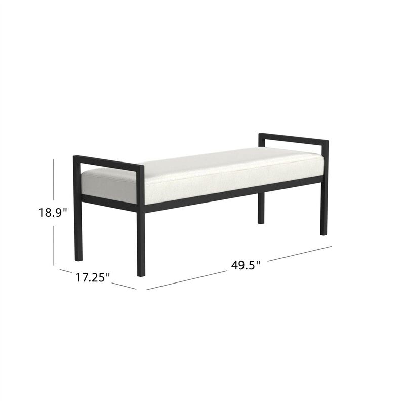 Modern Industrial Bed Bench with Upholstered Cushion Seat