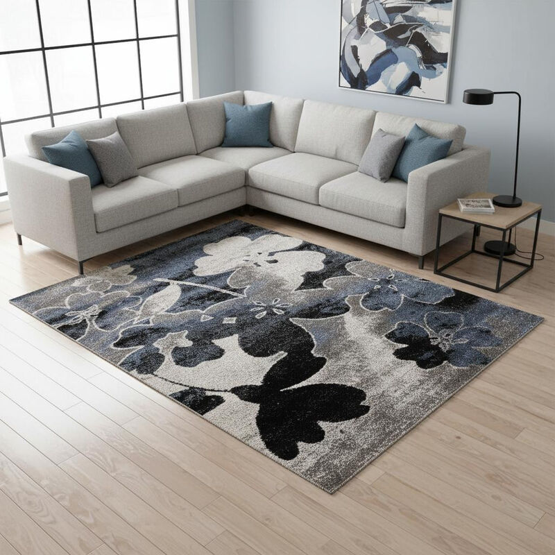 HomeRoots Botanical Leaves Area Rug image number 1