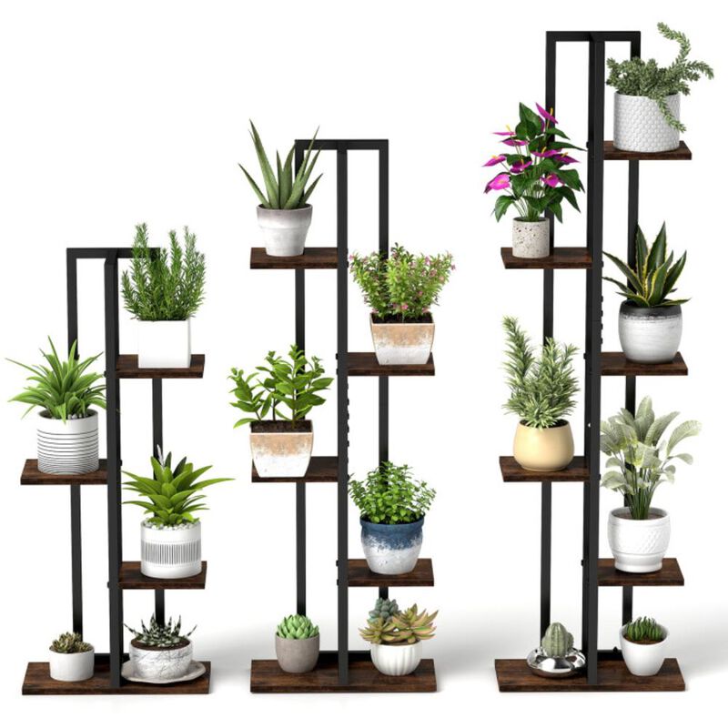 Hivvago 3 Pieces Tall Wood Plant Stand Set 4+5+6-Tier Indoor Flower Stands