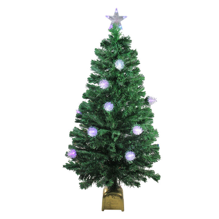 4' Pre-Lit Medium Fiber Optic Pine Cone Artificial Christmas Tree - Multicolor LED Lights