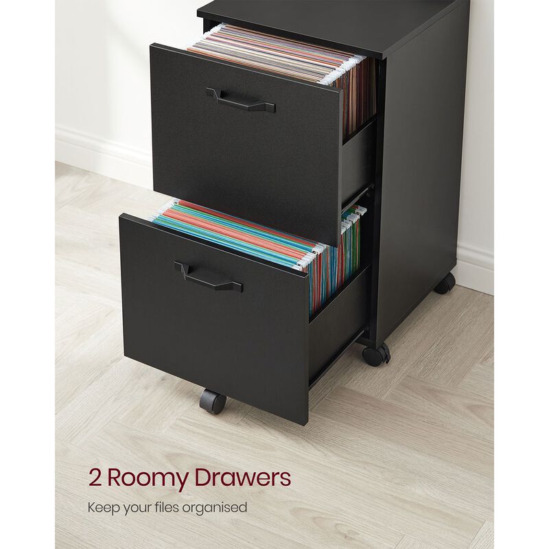 Rolling File Cabinet with 2 Drawers for A4 and Letter-Sized Documents