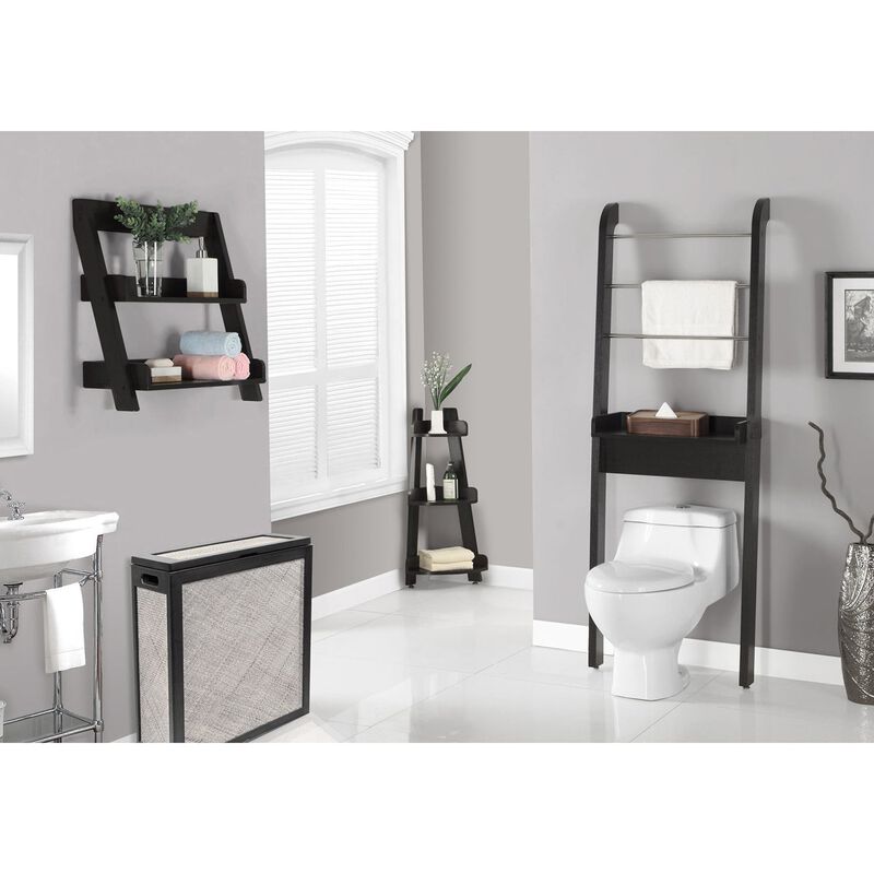 Monarch Specialties I 3436 - Bathroom Accent, Shelves, Storage, Brown Laminate, Contemporary, Modern