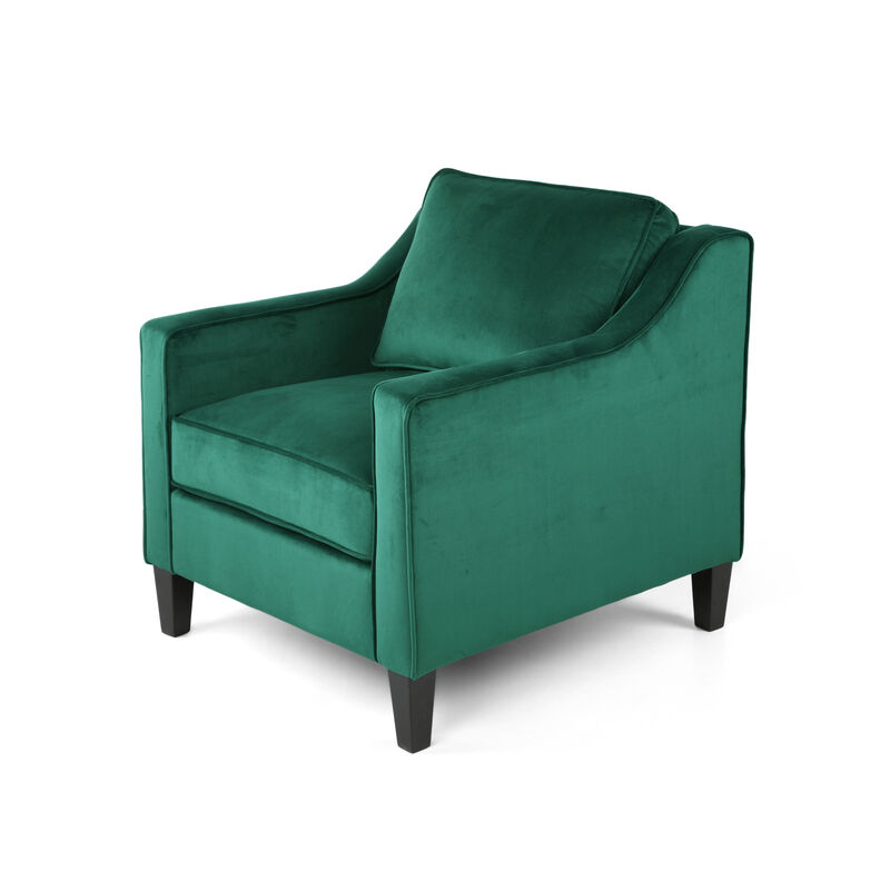 HomeRoots 31" Blue And Black Velvet And Wood Club Chair image number 3
