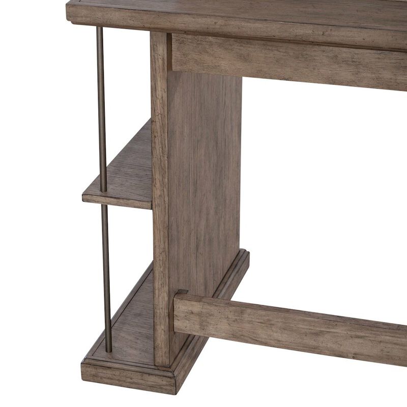 Liberty Furniture City Scape Metal Accent Oak Wood Console Bar Table for Living Room, Beige image number 7