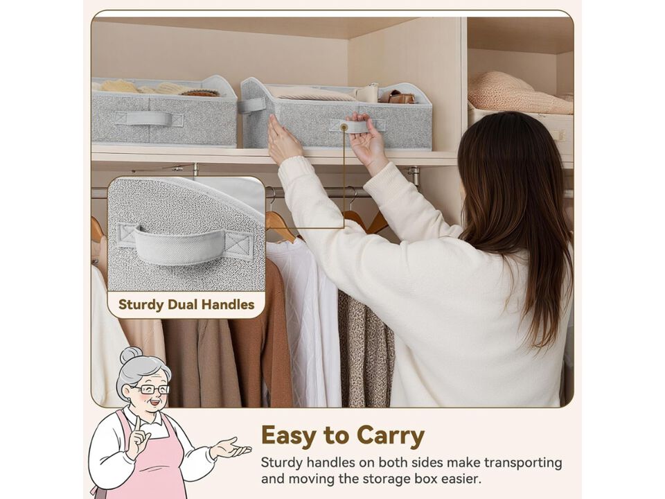 Closet Organizer Bins 3 Pack | Trapezoid Storage Baskets for Shelves Grey | Collapsible