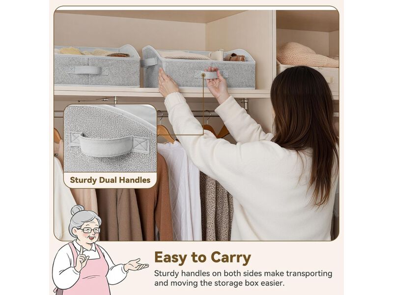 Closet Organizer Bins 3 Pack | Trapezoid Storage Baskets for Shelves Grey | Collapsible image number 1