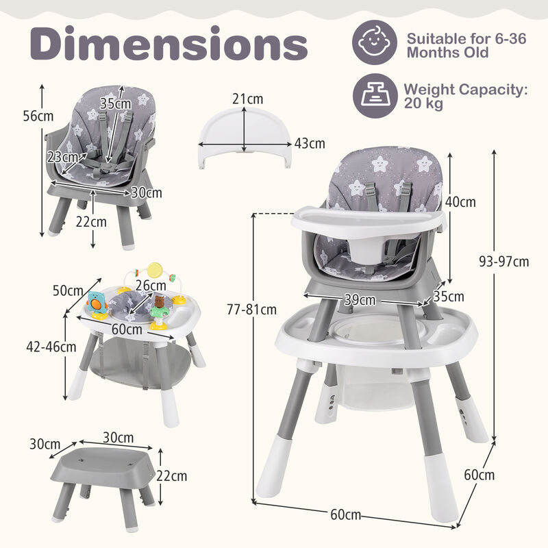 Convertible 16 in 1 Baby Highchair with Activity Center for Toddlers and Infants image number 2