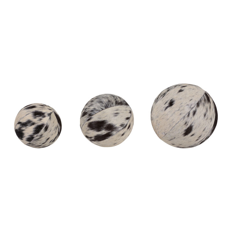 S/3 4/5/6" Hair On Hide Orbs, Black/ivory image number 2