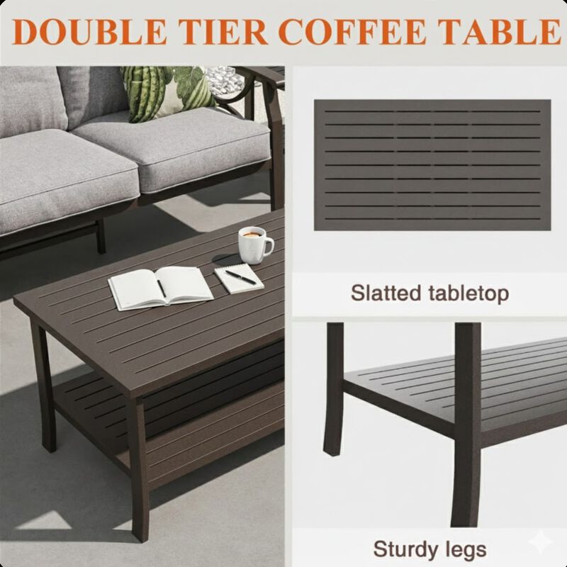 TATEUS 5-Piece Metal Patio Furniture Set image number 8