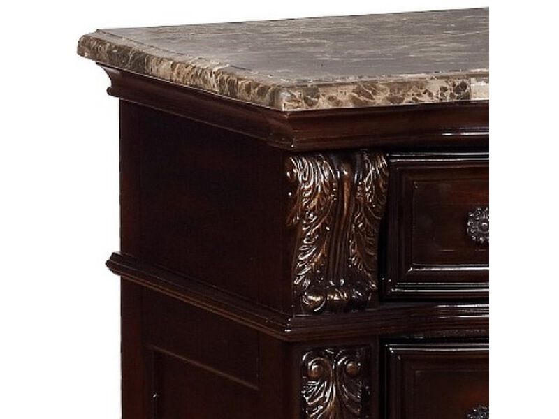 Sany Wooden Nightstand with Three Spacious Drawers and Bun Feet, Cherry Brown - Benzara