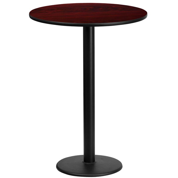 Flash Furniture 24'' Round Mahogany Laminate Table Top with 18'' Round Bar Height Table Base