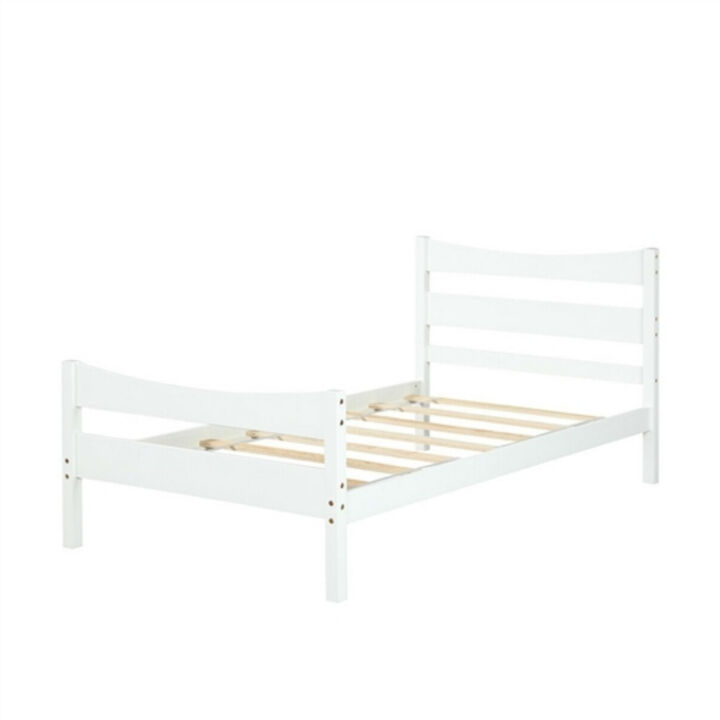 Farmhouse Style Solid Pine Platform Bed – Wood Finish Frame