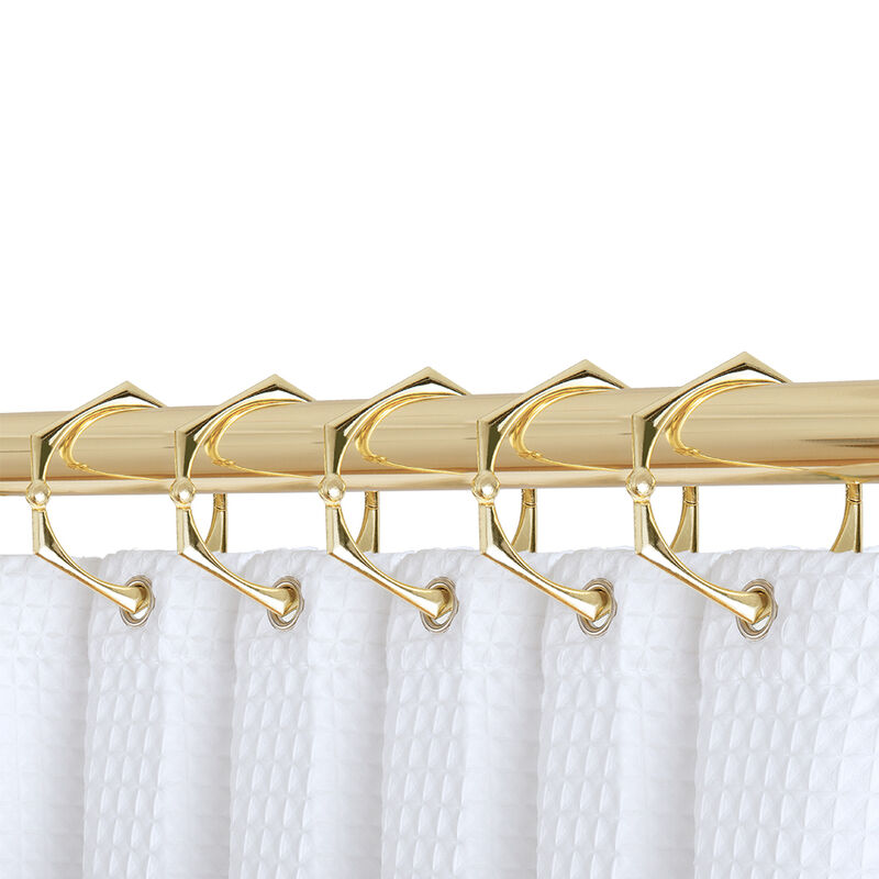 Utopia Alley Rust-Proof Zinc Hexagon-Shaped Shower Curtain Hooks with Clasp Closure, Shower Hooks Hangers for Bathroom, Kitchen Utensils, Curtains, Clothing, Towels etc - Set of 12 image number 1