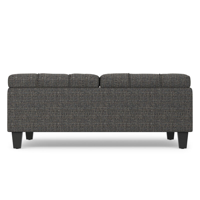 Harrison 40 inch Wide Transitional Square Large Coffee Table Storage Ottoman in Ebony Polyester Tweed, Assembled image number 2